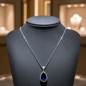 Sapphire Elegance Necklace - S925 Sterling Silver, Lab-Created Sapphire & Cubic Zirconia Jewelry